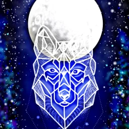 wdpnightsky wolf geometric animal galaxy universe space